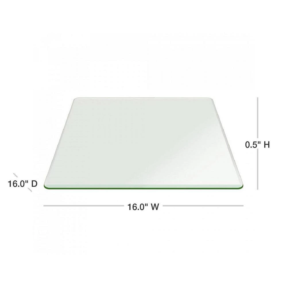 16 in. Clear Square Glass Table Top 1/2 in. Thick Bevel Polish Tempered Glass Table Top Radius Corners by Fab Glass and Mirror 3 16 in. Clear Square Glass Table Top 1/2 in. Thick Bevel Polish Tempered Glass Table Top Radius Corners by Fab Glass and Mirror - Image 3