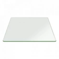 20 in. Clear Square Glass Table Top 1/2 in. Thick Bevel Polish Tempered Radius Corners by Fab Glass and Mirror