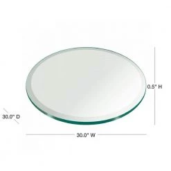 30 in. Clear Round Glass Table Top, 1/2 in. Thickness Tempered Beveled Edge Polished by Fab Glass and Mirror 11 30 in. Clear Round Glass Table Top, 1/2 in. Thickness Tempered Beveled Edge Polished by Fab Glass and Mirror -Homepop Sales 1 2 thick beveled fab glass and mirror furniture parts 30rt12thbean 40 1000
