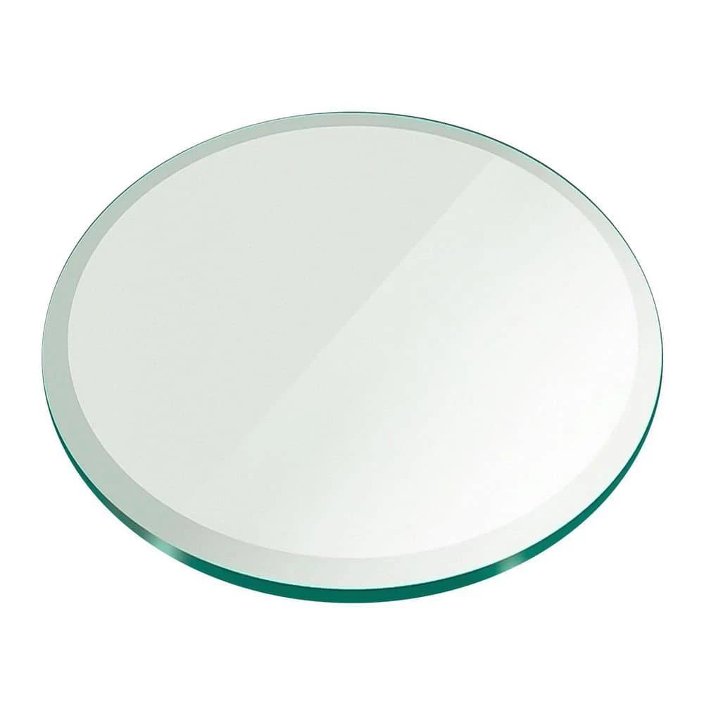 39 in. Clear Round Glass Table Top, 1/2 in. Thickness Tempered Beveled Edge Polished by Fab Glass and Mirror 1 39 in. Clear Round Glass Table Top, 1/2 in. Thickness Tempered Beveled Edge Polished by Fab Glass and Mirror