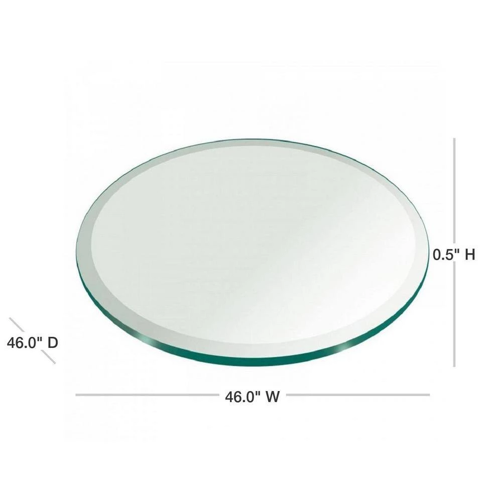 46 in. Clear Round Glass Table Top, 1/2 in. Thickness Tempered Beveled Edge Polished by Fab Glass and Mirror 3 46 in. Clear Round Glass Table Top, 1/2 in. Thickness Tempered Beveled Edge Polished by Fab Glass and Mirror - Image 3