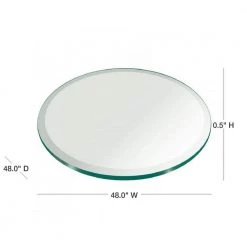 48 in. Clear Round Glass Table Top, 1/2 in. Thickness Tempered Beveled Edge Polished by Fab Glass and Mirror 11 48 in. Clear Round Glass Table Top, 1/2 in. Thickness Tempered Beveled Edge Polished by Fab Glass and Mirror -Homepop Sales 1 2 thick beveled fab glass and mirror furniture parts 48rt12thbean 40 1000