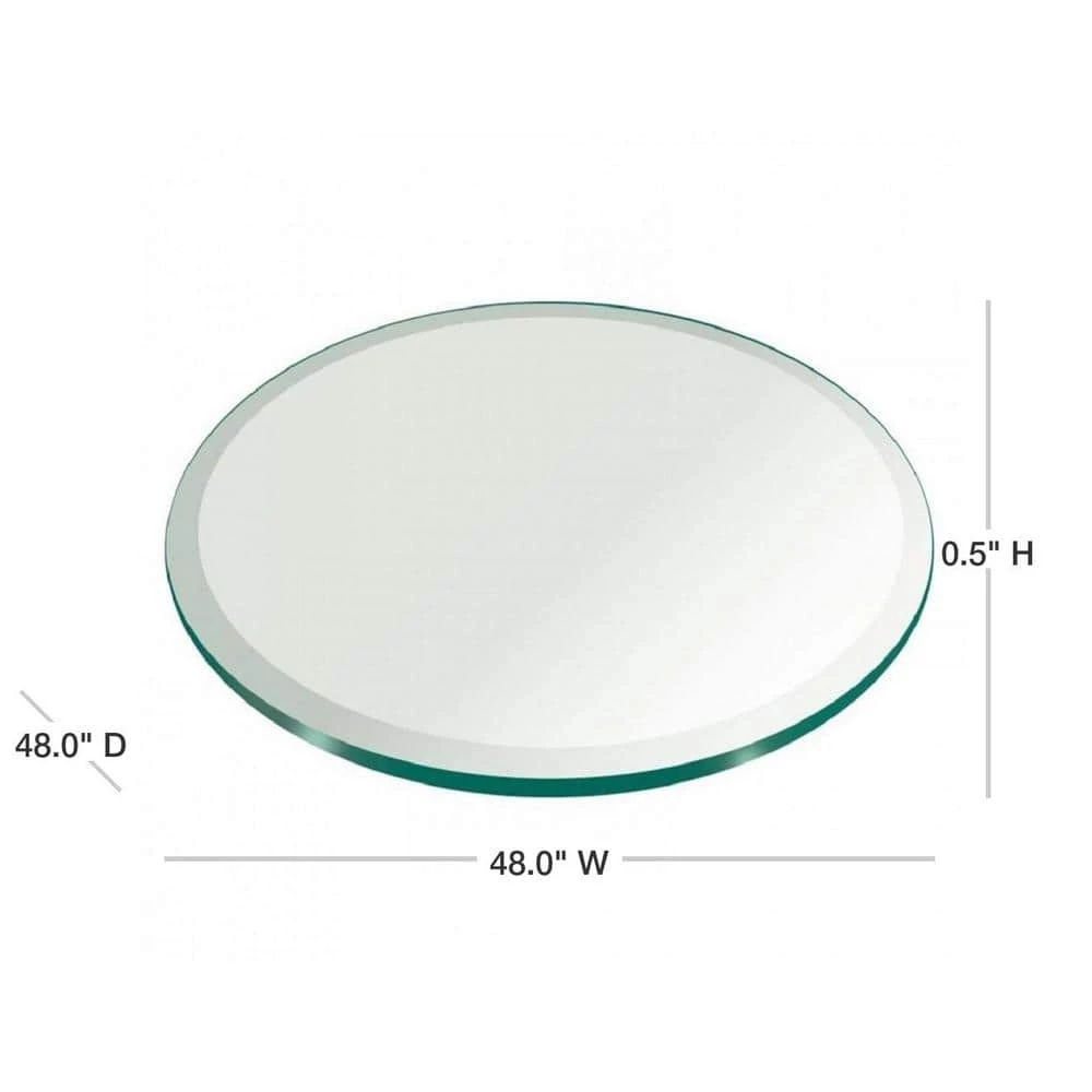 48 in. Clear Round Glass Table Top, 1/2 in. Thickness Tempered Beveled Edge Polished by Fab Glass and Mirror 3 48 in. Clear Round Glass Table Top, 1/2 in. Thickness Tempered Beveled Edge Polished by Fab Glass and Mirror - Image 3