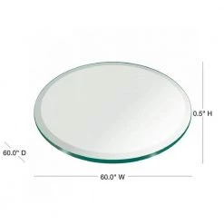 60 in. Clear Round Glass Table Top, 1/2 in. Thickness Tempered Beveled Edge Polished by Fab Glass and Mirror 10 60 in. Clear Round Glass Table Top, 1/2 in. Thickness Tempered Beveled Edge Polished by Fab Glass and Mirror -Homepop Sales 1 2 thick beveled fab glass and mirror furniture parts 60rt12thbete 40 1000