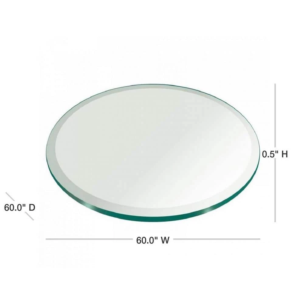 60 in. Clear Round Glass Table Top, 1/2 in. Thickness Tempered Beveled Edge Polished by Fab Glass and Mirror 3 60 in. Clear Round Glass Table Top, 1/2 in. Thickness Tempered Beveled Edge Polished by Fab Glass and Mirror - Image 3