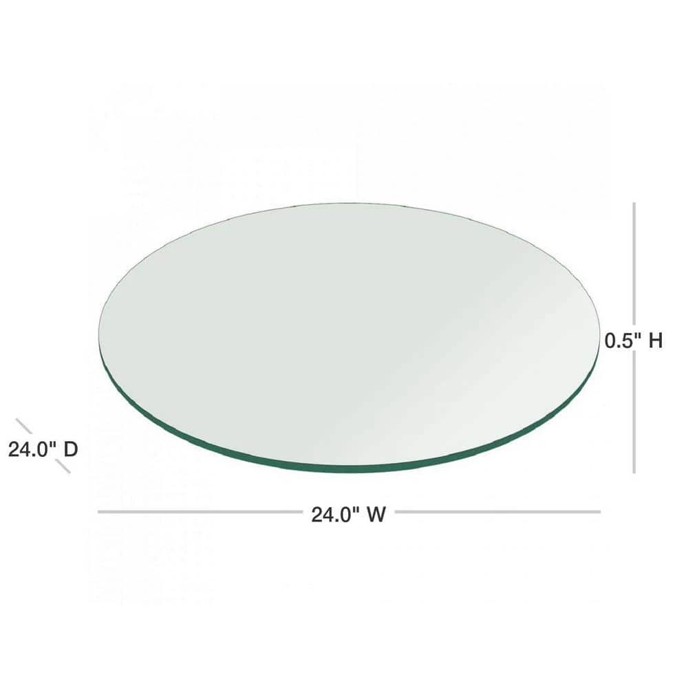 24 in. Clear Round Glass Table Top, 1/2 in. Thickness Tempered Flat Edge Polished by Fab Glass and Mirror 3 24 in. Clear Round Glass Table Top, 1/2 in. Thickness Tempered Flat Edge Polished by Fab Glass and Mirror - Image 3