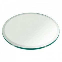 36 in. Clear Round Glass Table Top, 1/4 in. Thickness Tempered Beveled Edge Polished by Fab Glass and Mirror