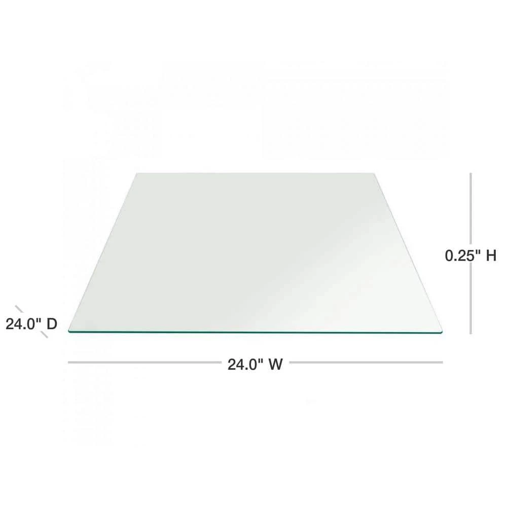 24 in. Clear Square Glass Table Top 1/4 in. Thick Flat Polished Tempered Eased Corners by Fab Glass and Mirror 3 24 in. Clear Square Glass Table Top 1/4 in. Thick Flat Polished Tempered Eased Corners by Fab Glass and Mirror - Image 3