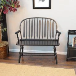 Windsor Antique Black Bench by Carolina Cottage 19 Windsor Antique Black Bench by Carolina Cottage -Homepop Sales antique black carolina cottage dining benches 42 36 31 1000