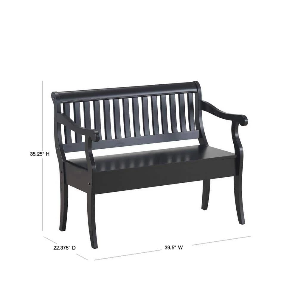 Veranda Antique Black Storage Bench by Carolina Cottage 3 Veranda Antique Black Storage Bench by Carolina Cottage - Image 3