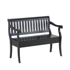Veranda Antique Black Storage Bench by Carolina Cottage