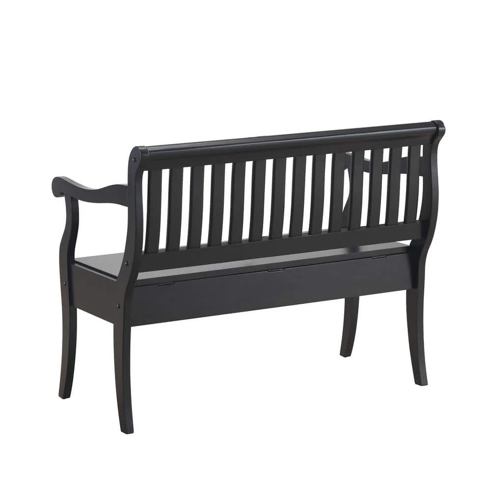 Veranda Antique Black Storage Bench by Carolina Cottage 4 Veranda Antique Black Storage Bench by Carolina Cottage - Image 4