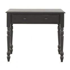 34 in. Rectangular Antique Black Writing Desk with Keyboard Tray by Carolina Cottage