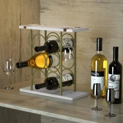 European and American style 6-Bottle White MDF Countertop Wine Rack by Aoibox 8 European and American style 6-Bottle White MDF Countertop Wine Rack by Aoibox -Homepop Sales aoibox wine racks snmx3286 4f 1000