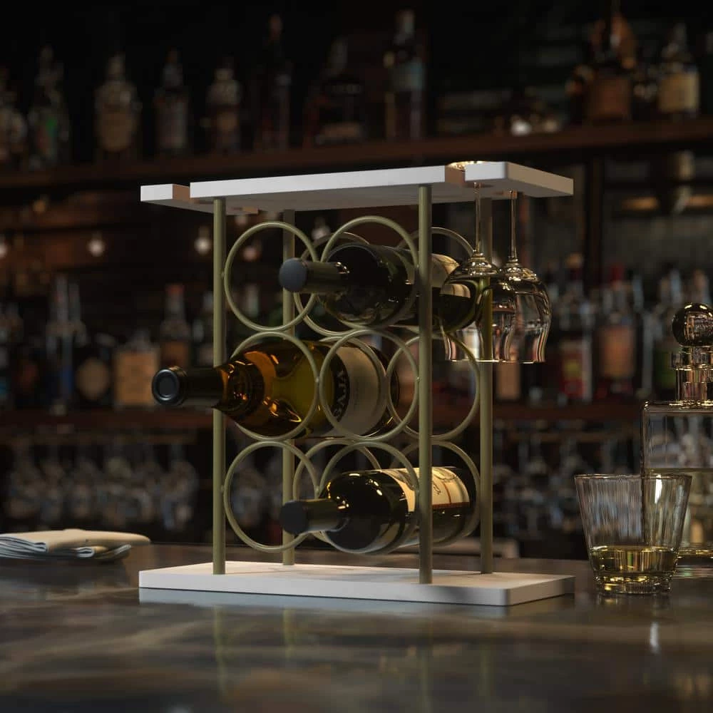 European and American style 6-Bottle White MDF Countertop Wine Rack by Aoibox 2 European and American style 6-Bottle White MDF Countertop Wine Rack by Aoibox - Image 2