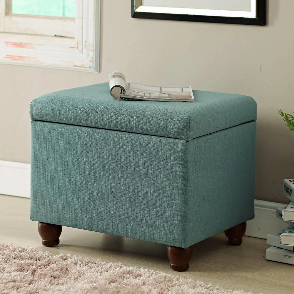Aqua Teal Textured Medium Ottoman with Storage 18 in. Height x 22 in. Width x 18 in. Depth by Homepop 3 Aqua Teal Textured Medium Ottoman with Storage 18 in. Height x 22 in. Width x 18 in. Depth by Homepop - Image 3