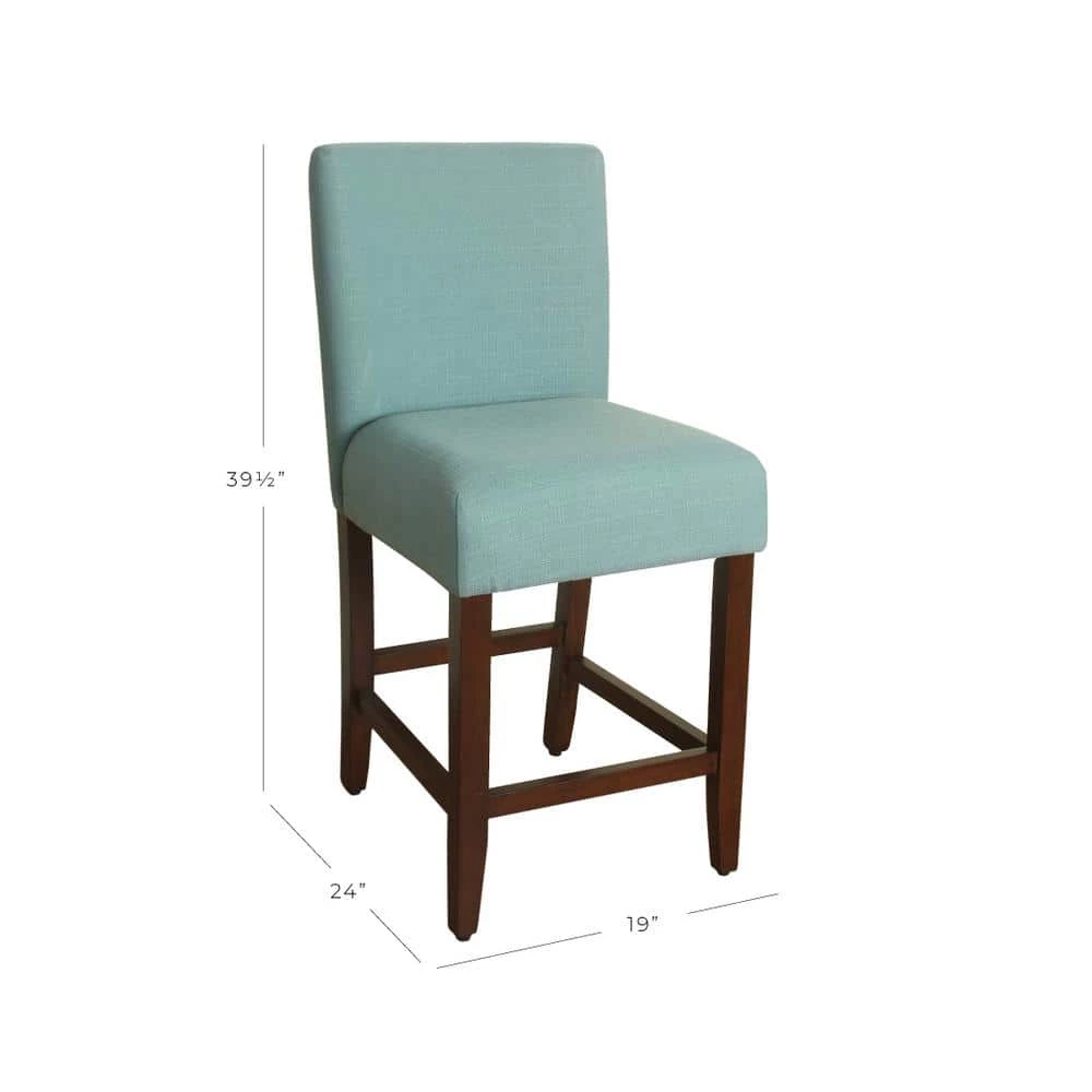 Upholstered 24 in. Aqua Textured Bar Stool by Homepop 2 Upholstered 24 in. Aqua Textured Bar Stool by Homepop - Image 2