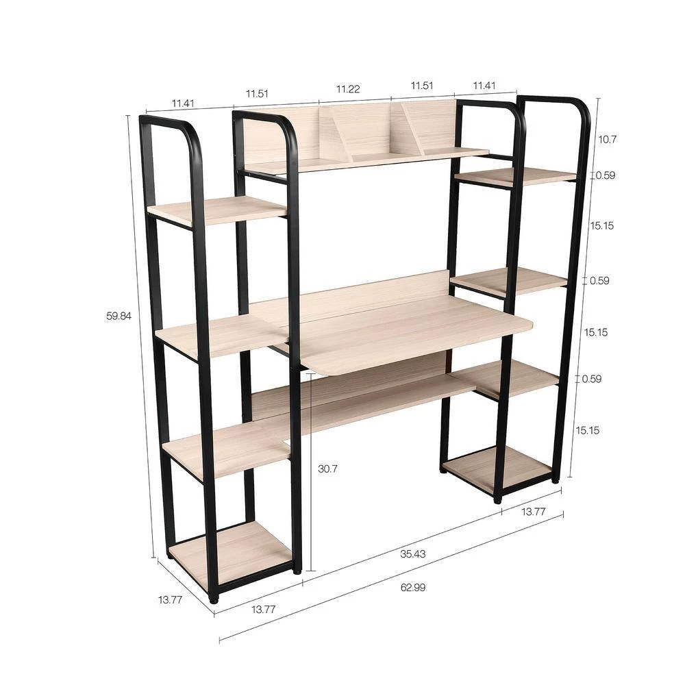 63 in. Beige Work Computer Desk With Storage by Aoibox 9 63 in. Beige Work Computer Desk With Storage by Aoibox - Image 9