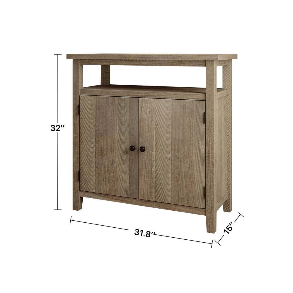 32 in. L x 15 in. D x 32 in. H Rough Sawn Wash Wood Console Cabinet, Beige by Aoibox 3 32 in. L x 15 in. D x 32 in. H Rough Sawn Wash Wood Console Cabinet, Beige by Aoibox - Image 3