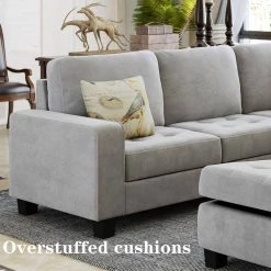 85in. W Beige Square Arm 2-Piece Velvet L-shape Sectional Corner Sofa with Storage Ottoman & Cup Holders in Black Family by Aoibox 21 85in. W Beige Square Arm 2-Piece Velvet L-shape Sectional Corner Sofa with Storage Ottoman & Cup Holders in Black Family by Aoibox -Homepop Sales beige aoibox sectional sofas snmx353 76 1000
