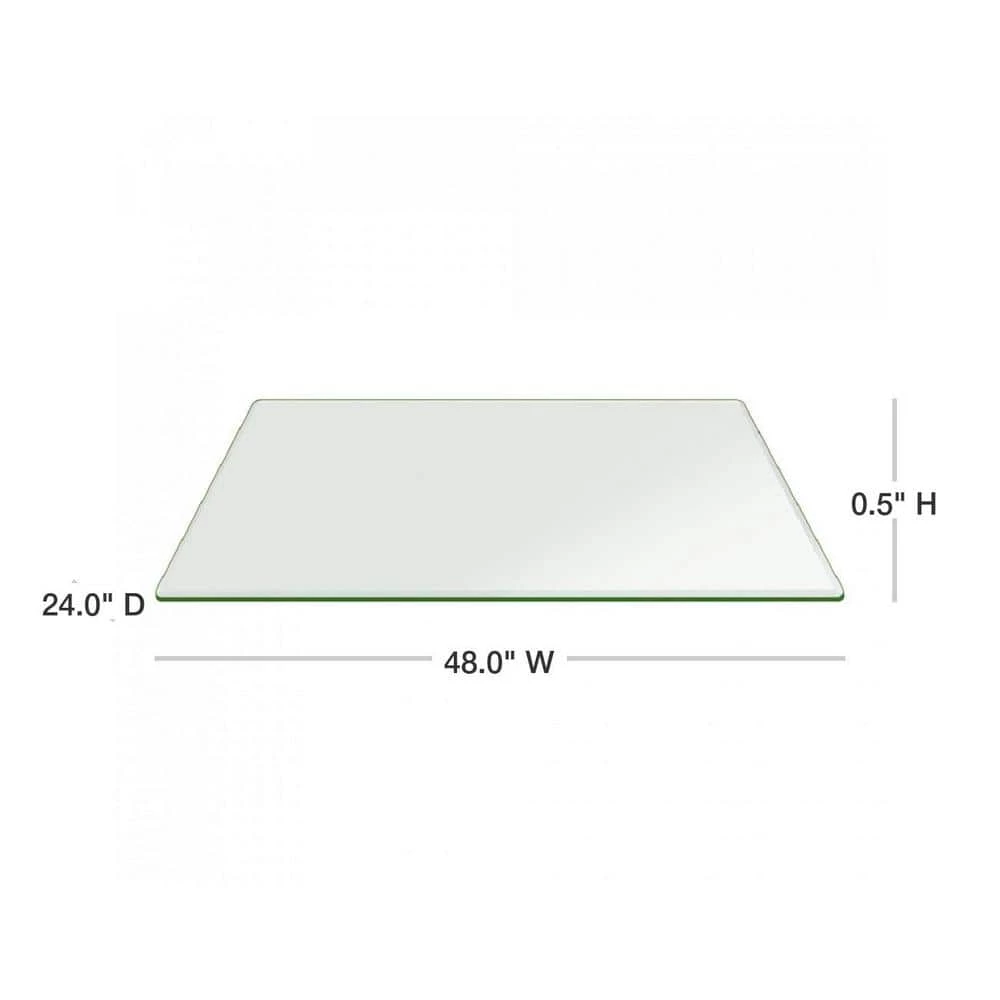 24 in. x 48 in. Clear Rectangle Glass Table Top, 1/2 in. Thick Beveled Edge Polished Tempered Radius Corners by Fab Glass and Mirror 2 24 in. x 48 in. Clear Rectangle Glass Table Top, 1/2 in. Thick Beveled Edge Polished Tempered Radius Corners by Fab Glass and Mirror - Image 2
