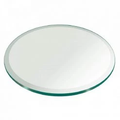 56 in. Clear Round Glass Table Top, 3/8 in. Thickness Tempered Beveled Edge Polished by Fab Glass and Mirror