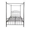 4.5 ft. W Black Metal Canopy Bed Frame with Ornate European Style Headboard & Footboard Sturdy Steel, Full Size by Aoibox