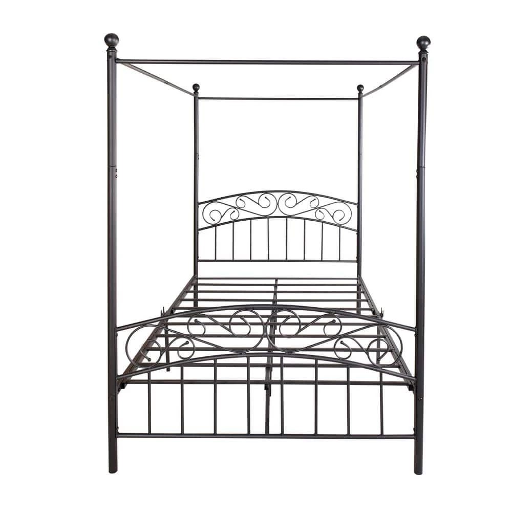 4.5 ft. W Black Metal Canopy Bed Frame with Ornate European Style Headboard & Footboard Sturdy Steel, Full Size by Aoibox 1 4.5 ft. W Black Metal Canopy Bed Frame with Ornate European Style Headboard & Footboard Sturdy Steel, Full Size by Aoibox