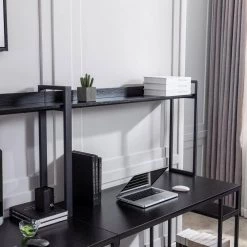94.6 in. Two Person Computer Desk with Storage, Home office double Workstation Desk with Shelf, Black by Aoibox 21 94.6 in. Two Person Computer Desk with Storage, Home office double Workstation Desk with Shelf, Black by Aoibox -Homepop Sales black aoibox computer desks snmx655 1f 1000