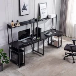 94.6 in. Two Person Computer Desk with Storage, Home office double Workstation Desk with Shelf, Black by Aoibox 25 94.6 in. Two Person Computer Desk with Storage, Home office double Workstation Desk with Shelf, Black by Aoibox -Homepop Sales black aoibox computer desks snmx655 31 1000