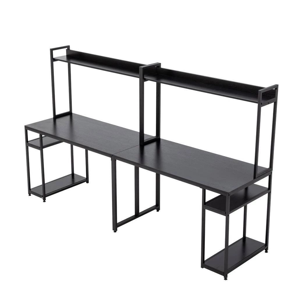 94.6 in. Two Person Computer Desk with Storage, Home office double Workstation Desk with Shelf, Black by Aoibox 3 94.6 in. Two Person Computer Desk with Storage, Home office double Workstation Desk with Shelf, Black by Aoibox - Image 3