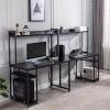 94.6 in. Two Person Computer Desk with Storage, Home office double Workstation Desk with Shelf, Black by Aoibox