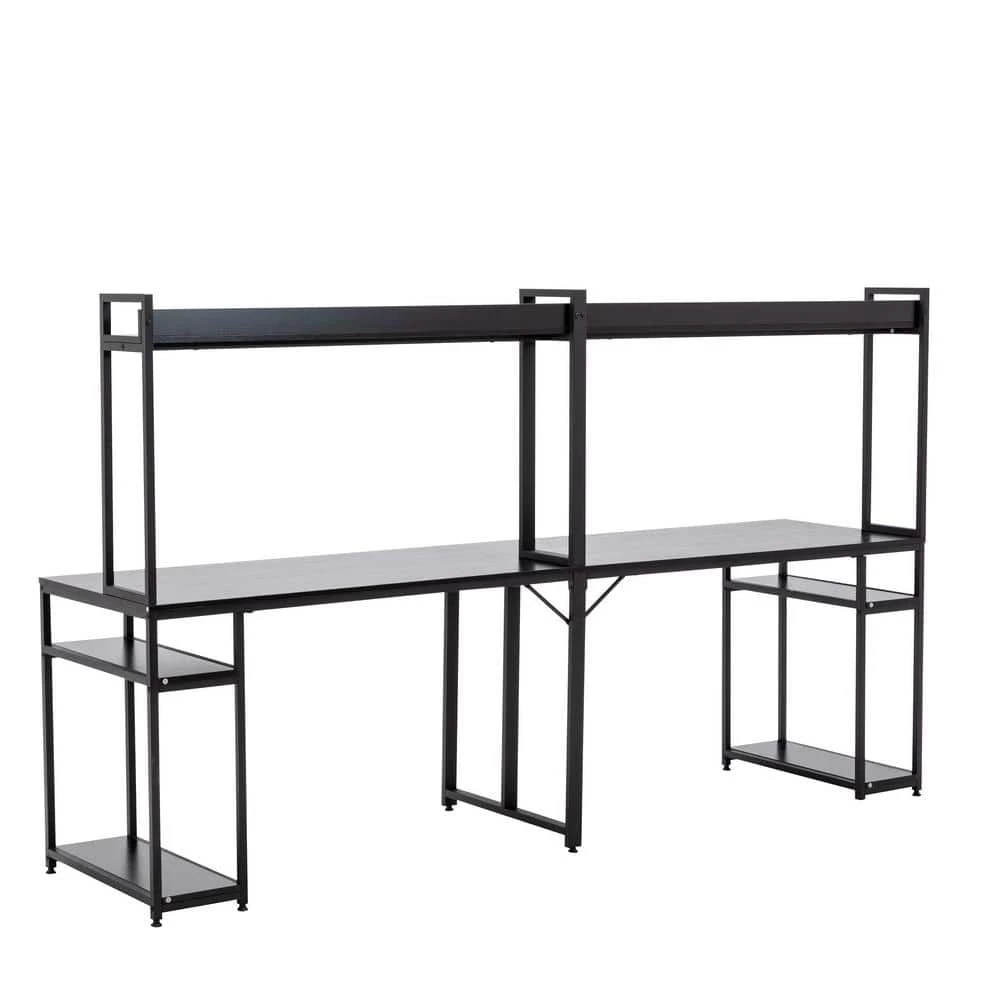 94.6 in. Two Person Computer Desk with Storage, Home office double Workstation Desk with Shelf, Black by Aoibox 5 94.6 in. Two Person Computer Desk with Storage, Home office double Workstation Desk with Shelf, Black by Aoibox - Image 5