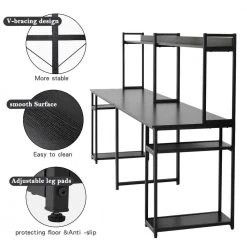 94.6 in. Two Person Computer Desk with Storage, Home office double Workstation Desk with Shelf, Black by Aoibox 24 94.6 in. Two Person Computer Desk with Storage, Home office double Workstation Desk with Shelf, Black by Aoibox -Homepop Sales black aoibox computer desks snmx655 76 1000
