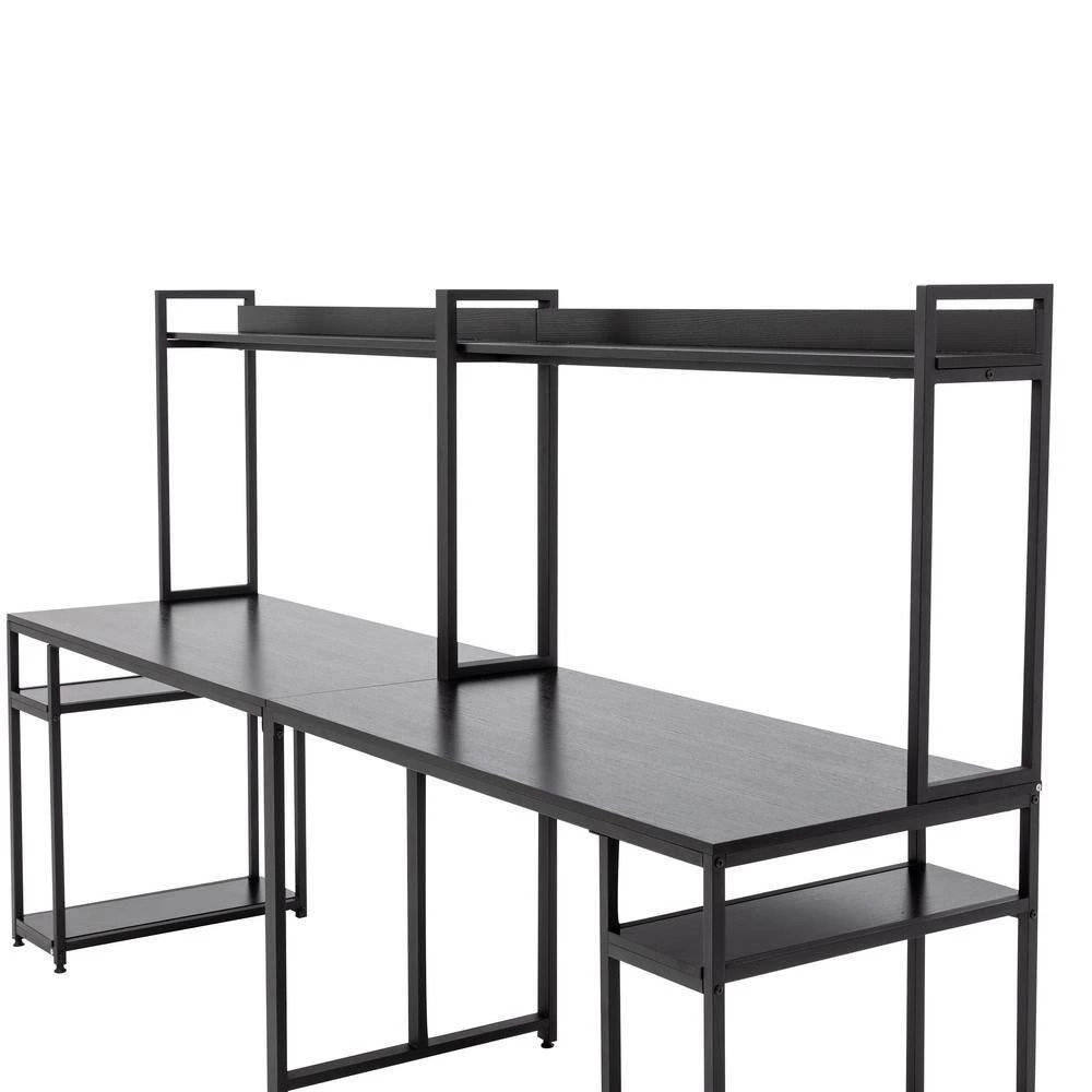 94.6 in. Two Person Computer Desk with Storage, Home office double Workstation Desk with Shelf, Black by Aoibox 6 94.6 in. Two Person Computer Desk with Storage, Home office double Workstation Desk with Shelf, Black by Aoibox - Image 6