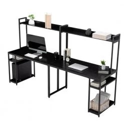 94.6 in. Two Person Computer Desk with Storage, Home office double Workstation Desk with Shelf, Black by Aoibox 16 94.6 in. Two Person Computer Desk with Storage, Home office double Workstation Desk with Shelf, Black by Aoibox -Homepop Sales black aoibox computer desks snmx655 a0 1000