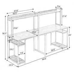 94.6 in. Two Person Computer Desk with Storage, Home office double Workstation Desk with Shelf, Black by Aoibox 19 94.6 in. Two Person Computer Desk with Storage, Home office double Workstation Desk with Shelf, Black by Aoibox -Homepop Sales black aoibox computer desks snmx655 c3 1000