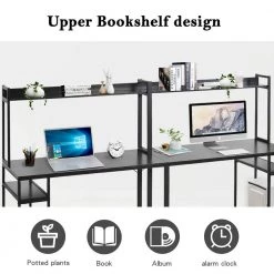 94.6 in. Two Person Computer Desk with Storage, Home office double Workstation Desk with Shelf, Black by Aoibox 23 94.6 in. Two Person Computer Desk with Storage, Home office double Workstation Desk with Shelf, Black by Aoibox -Homepop Sales black aoibox computer desks snmx655 fa 1000
