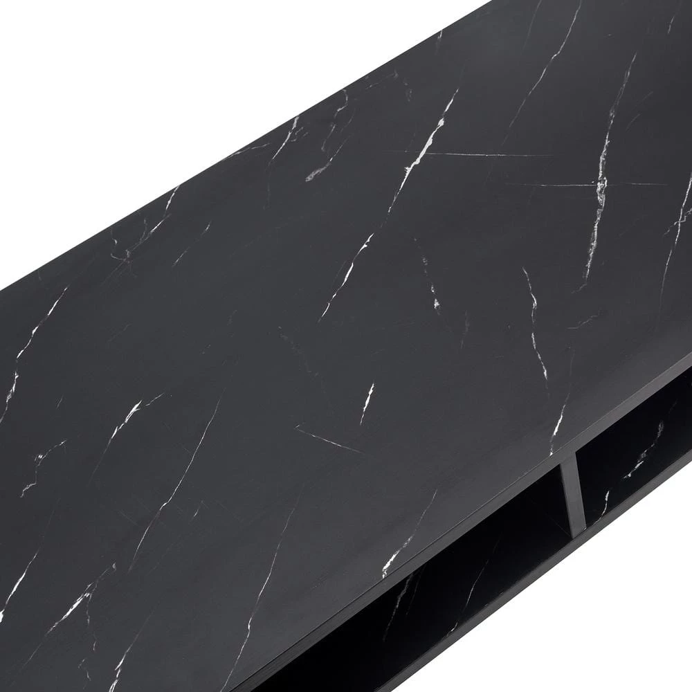 39 in. W Black single Beauty Table consoles table side end table modern marble MDF top with sturdy glod metal legs by Aoibox 8 39 in. W Black single Beauty Table consoles table side end table modern marble MDF top with sturdy glod metal legs by Aoibox - Image 8