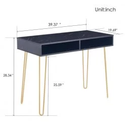 39 in. W Black single Beauty Table consoles table side end table modern marble MDF top with sturdy glod metal legs by Aoibox 16 39 in. W Black single Beauty Table consoles table side end table modern marble MDF top with sturdy glod metal legs by Aoibox -Homepop Sales black aoibox end side tables snmx642 4f 1000