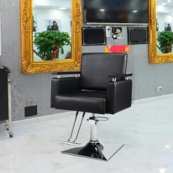 Hydraulic Barber Chair, Heavy-Duty Styling Chair with 360 Degree Rotation for Barber Shop, Beauty Salon, Spa, Black by Aoibox 19 Hydraulic Barber Chair, Heavy-Duty Styling Chair with 360 Degree Rotation for Barber Shop, Beauty Salon, Spa, Black by Aoibox -Homepop Sales black aoibox ergonomic chairs snmx2559 31 1000