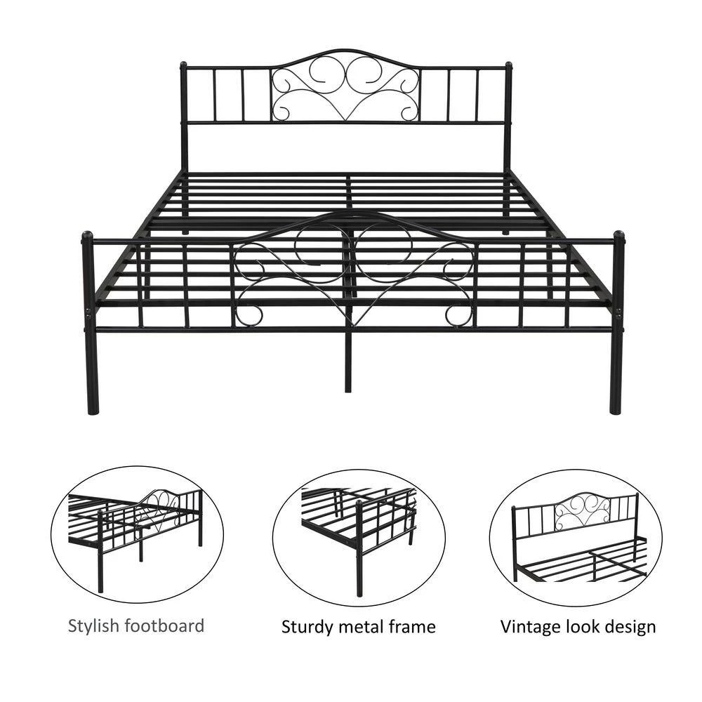 5 ft. W Vintage Metal Platform Bedframe Anti-noise in Black, Queen Size by Aoibox 3 5 ft. W Vintage Metal Platform Bedframe Anti-noise in Black, Queen Size by Aoibox - Image 3