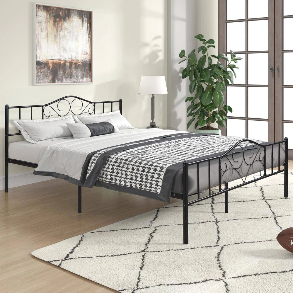 5 ft. W Vintage Metal Platform Bedframe Anti-noise in Black, Queen Size by Aoibox 2 5 ft. W Vintage Metal Platform Bedframe Anti-noise in Black, Queen Size by Aoibox - Image 2