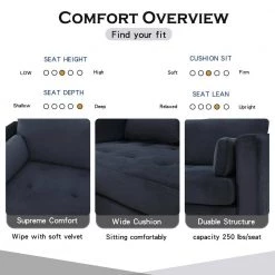 55"W Black Straight Arm 2-Piece Elegant Velvet L-Shape Upholstered Modern Sectional Sofa with Two Pillows in Gold Family by Aoibox 19 55"W Black Straight Arm 2-Piece Elegant Velvet L-Shape Upholstered Modern Sectional Sofa with Two Pillows in Gold Family by Aoibox -Homepop Sales black aoibox sectional sofas snmx358 4f 1000