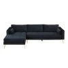 55"W Black Straight Arm 2-Piece Elegant Velvet L-Shape Upholstered Modern Sectional Sofa with Two Pillows in Gold Family by Aoibox