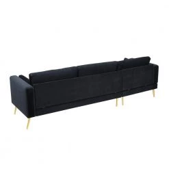 55"W Black Straight Arm 2-Piece Elegant Velvet L-Shape Upholstered Modern Sectional Sofa with Two Pillows in Gold Family by Aoibox 16 55"W Black Straight Arm 2-Piece Elegant Velvet L-Shape Upholstered Modern Sectional Sofa with Two Pillows in Gold Family by Aoibox -Homepop Sales black aoibox sectional sofas snmx358 66 1000