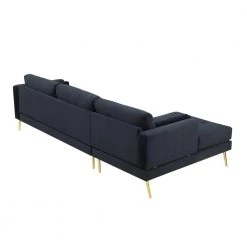 55"W Black Straight Arm 2-Piece Elegant Velvet L-Shape Upholstered Modern Sectional Sofa with Two Pillows in Gold Family by Aoibox 23 55"W Black Straight Arm 2-Piece Elegant Velvet L-Shape Upholstered Modern Sectional Sofa with Two Pillows in Gold Family by Aoibox -Homepop Sales black aoibox sectional sofas snmx358 76 1000
