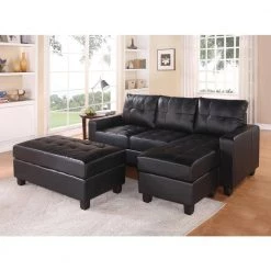 83 in. W Black Square Arm 3-Piece Bonded Leather Match L-shape Sectional Sofa With Ottoman in Black Family by Aoibox 6 83 in. W Black Square Arm 3-Piece Bonded Leather Match L-shape Sectional Sofa With Ottoman in Black Family by Aoibox -Homepop Sales black aoibox sectional sofas snmx364 c3 1000