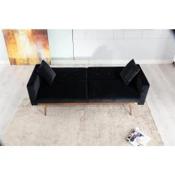 Black Velvet loveseat sofa Bed with rose gold metal feet by Aoibox 18 Black Velvet loveseat sofa Bed with rose gold metal feet by Aoibox -Homepop Sales black aoibox sofa beds snmx298 1f 1000