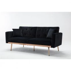 Black Velvet loveseat sofa Bed with rose gold metal feet by Aoibox 19 Black Velvet loveseat sofa Bed with rose gold metal feet by Aoibox -Homepop Sales black aoibox sofa beds snmx298 44 1000
